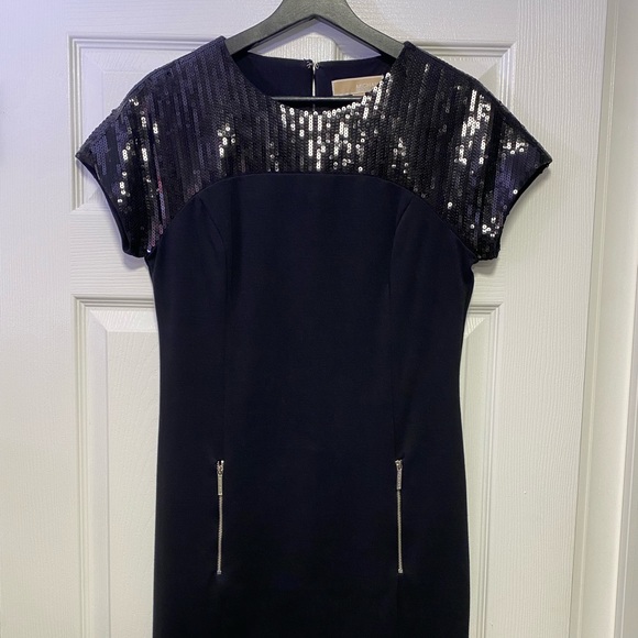 MICHAEL KORS BLACK SEQUIN MINI DRESS size 6 - Picture 4 of 8